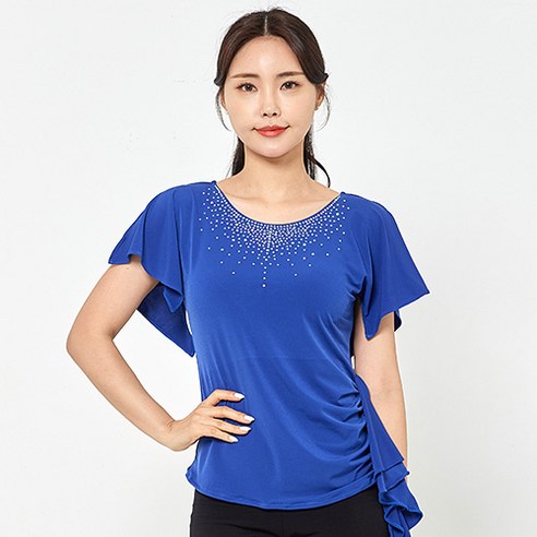 댄스도매 날개 보석 티셔츠 LDT28300, 파랑