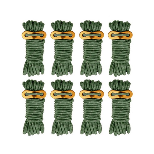 PDS스포츠 캠핑 텐트 고정용 두꺼운 4mm 로프 8개, 다크그린