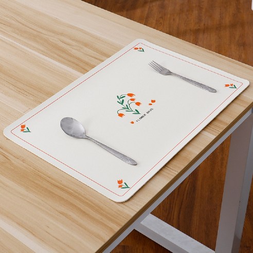 브릴리홈 식탁 테이블 매트, 화이트 꽃 BH1157-1, 430 x 300 x 1.8 mm, 1개