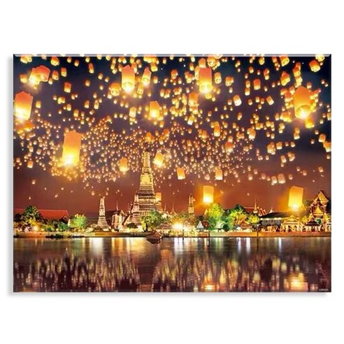 엔픽아트 캔버스형 보석십자수 DIY 세트 40 x 50 cm, MK114 아름다운 풍등, 1개