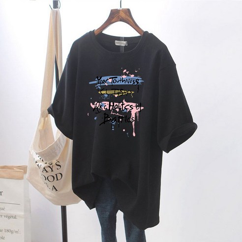 임산부 수유 면 반팔 알파벳 티