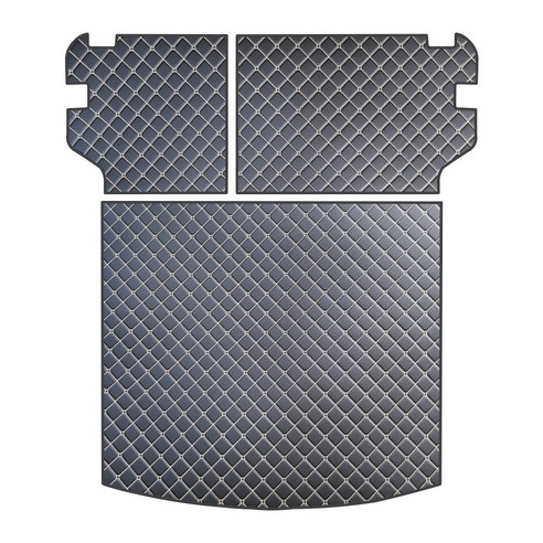 아이빌 입체퀼팅 4D 가죽 트렁크매트 + 2열 등받이 풀세트 일체형 더블 플로어, 블랙 + 골드 스티치, 쌍용 토레스, 쌍용