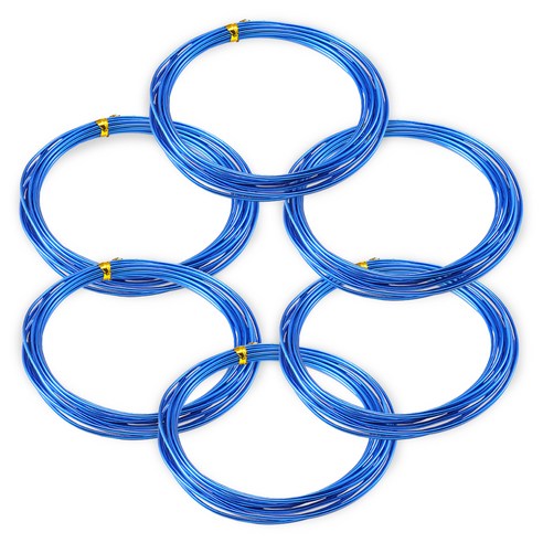 코히모 공예용 알루미늄 와이어 2mm x 5m 3W170, 6개, 블루