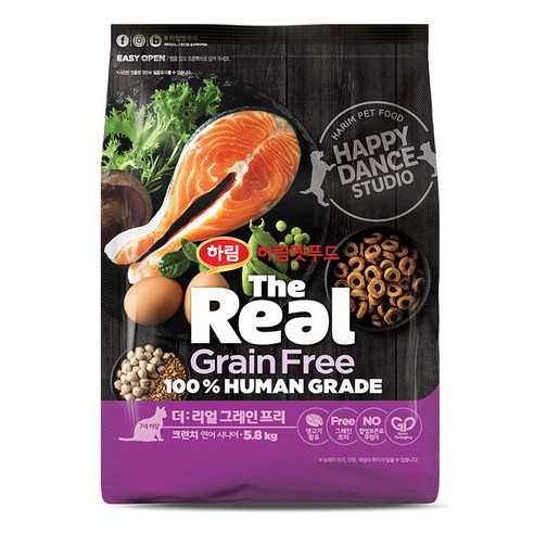 하림펫푸드 더리얼 캣 그레인프리 크런치 연어 시니어 건식사료, 5.8kg, 1개
