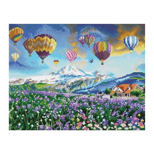 아이러브페인팅 DIY 보석십자수 캔버스형 풍경 40 x 50 cm, 새벽 열기구 여행, 1개