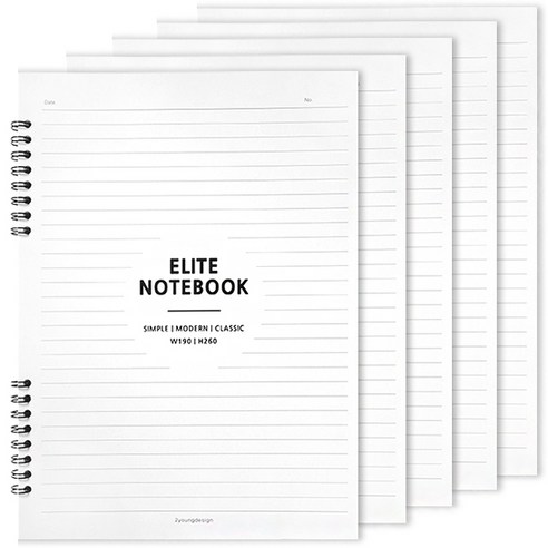 투영디자인 엘리트 더블 스프링 유선노트, 5개, 화이트