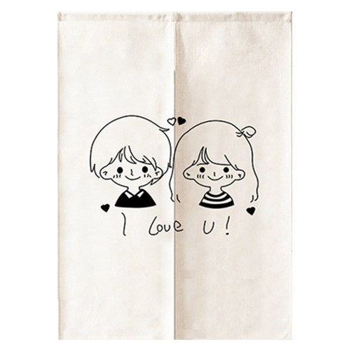 사랑스러운 커플 그림 패브릭 가리개커튼, 09