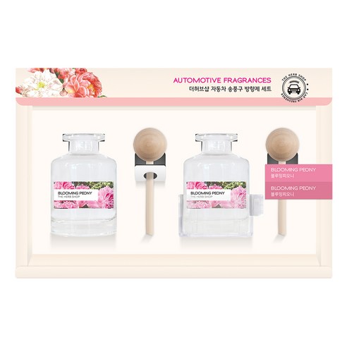 더허브샵 차량용 송풍구 디퓨저 40ml 2개입 세트, 블루밍피오니, 1세트