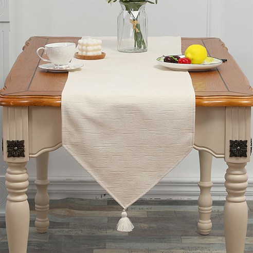 홈플로우 포근한 색상 고퀄리티 테이블 러너, 베이지, 35 x 150 cm
