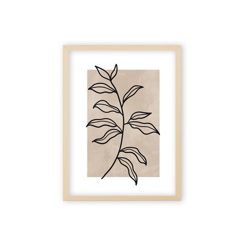 마벨인홈 인테리어 드로잉아트 식물그림 나뭇가지A 우드 액자 포스터 세트, 베이지