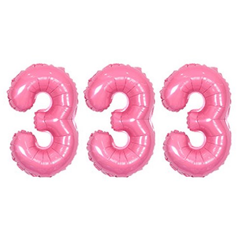 JOYPARTY 숫자 은박 풍선 대, 3개, 핑크 3