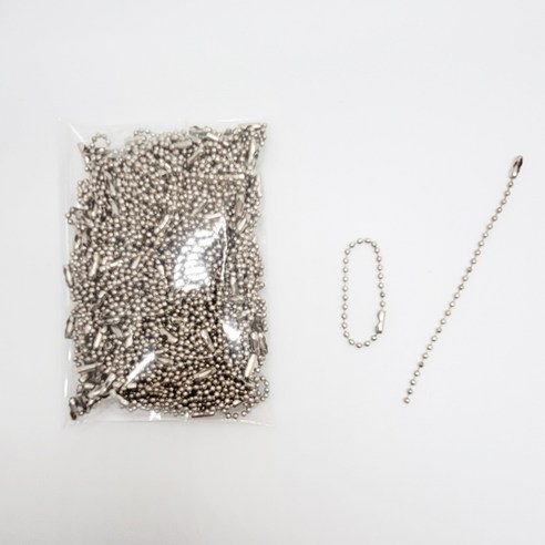 마다꾸미 볼체인 컬러군번줄 줄구슬 12cm, 메탈실버, 100개