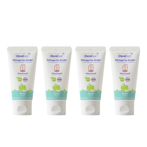 덴티스타 유아용 무불소 치약 사과맛, 4개, 60ml