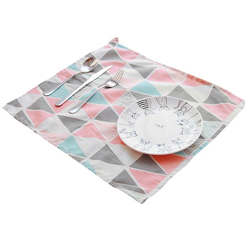 마켓에이 사각 패턴 코튼 테이블매트, 삼각형, 50 x 40 cm