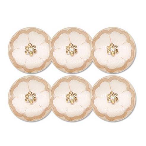 진주 큐빅 보석 포인트 단추 팬지하트 18mm, 베이지, 6개