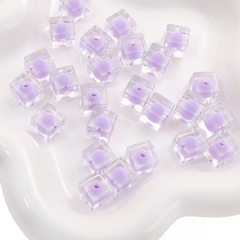 알로데 시럽 스퀘어 투명 반투명 DIY 비즈 10 x 10 mm 10p, 06 퍼플 투명, 5개