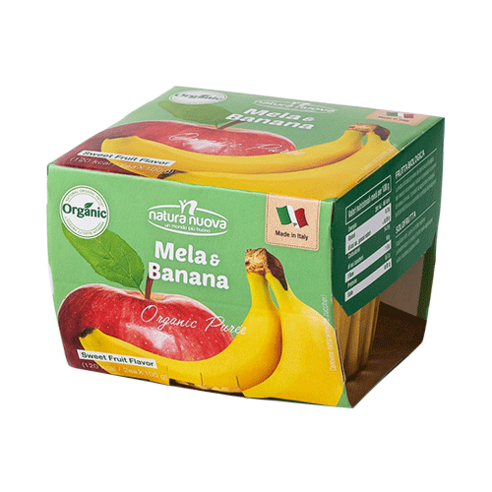 네추럴누바 유기농 생과일 컵퓨레 바나나 2p, 혼합맛(바나나/사과), 1개, 100g
