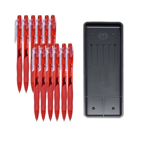 동아 겔스트림 볼펜 0.5mm 12p + 매표 펜접시 C형, 빨강, 1세트