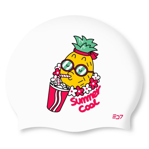 SD7 실리콘 수영모 SGL-CA4, 화이트(썸머파인애플 / SGL-CA499), 1개