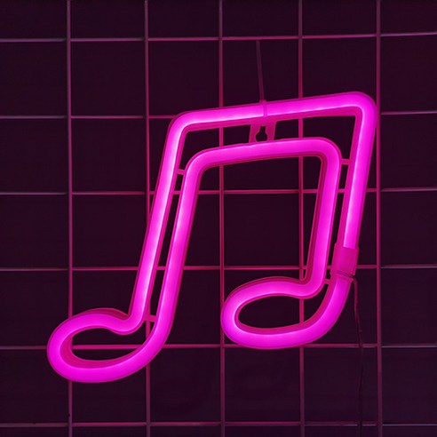 나비다 컬러 뮤직 음표 무드등 네온사인, 핑크