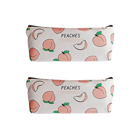 PEACHES 핑크핑크 복숭아 캔버스 사각 파우치 2p