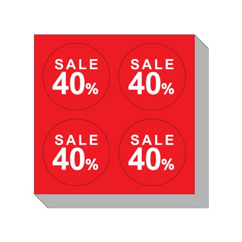 원형 40% 할인스티커 30mm, 혼합색상, 1000개