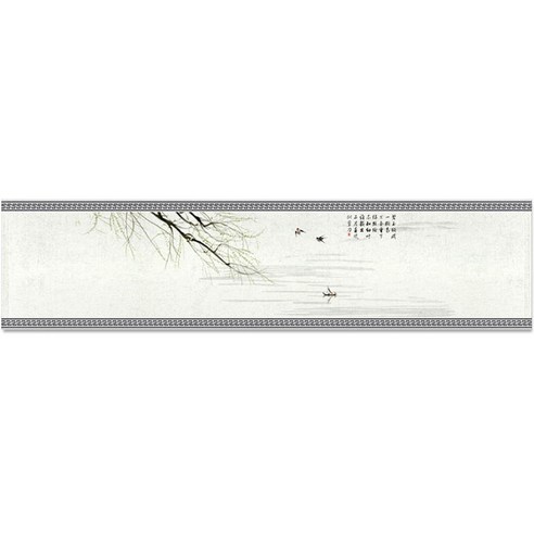BNP 전통 민화 린넨 방수 테이블러너, 06 스타일 6, 32 x 140 cm