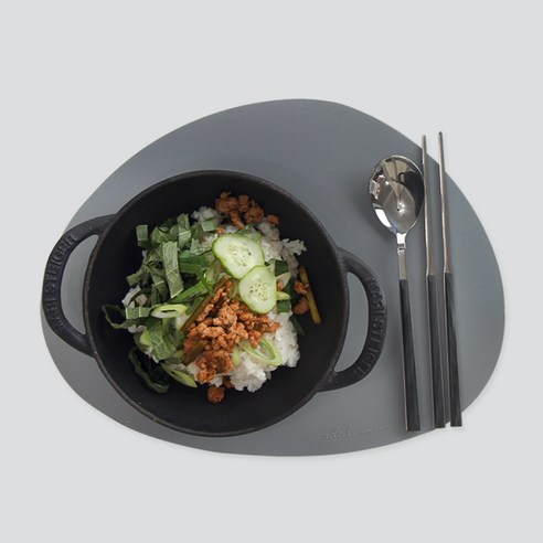 에이드엘 미니 실리콘 테이블매트 페블, 다크그레이, 350 x 270mm, 1개