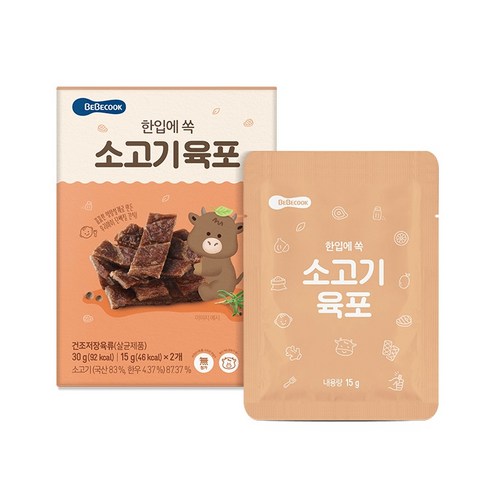 베베쿡 한입에 쏙 소고기 육포 2p, 6개, 30g