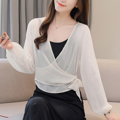 루나걸 여성용 폰티 시스루 가디건