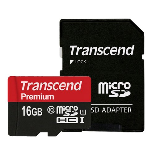 트랜센드 Premium UHS-I 마이크로SD 메모리카드 + 어댑터 세트 TS16GUSDU1, 16GB, 1개