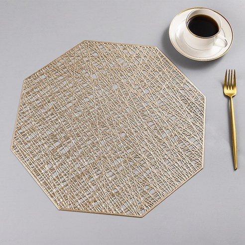 아모르담 팔각 PVC 테이블 매트 4p, 골드, 38.5 x 38.5 cm