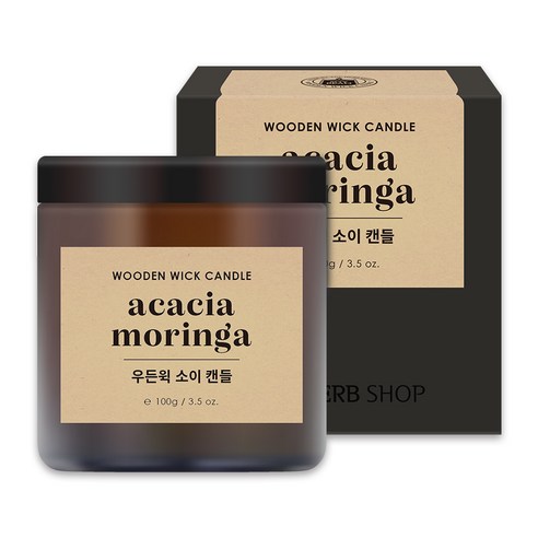 더허브샵 우든윅 소이캔들, 아카시아모링가, 100g, 1개