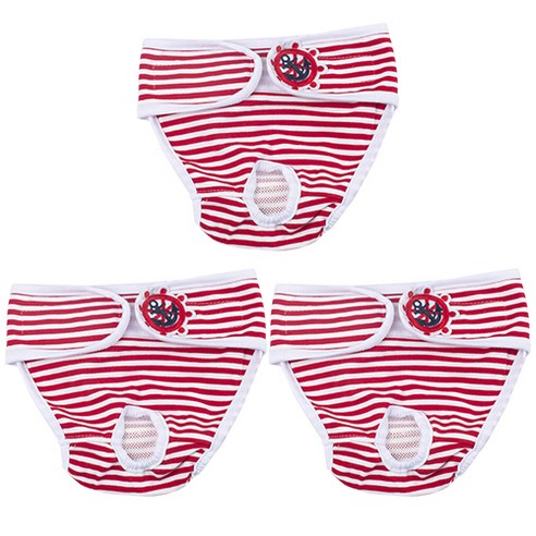 하이베어 애완견 생리팬티 레드 XXL AA518-5, 특대형, 3개