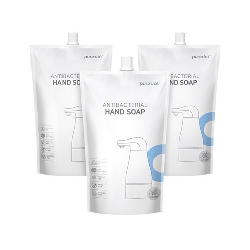 퓨어닷 유아 핸드워시, 무향, 3개, 500ml