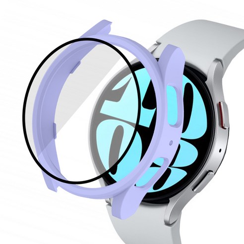 루아러블 스마트워치 액정 보호 강화유리 풀커버 케이스 44mm, 라이트퍼플