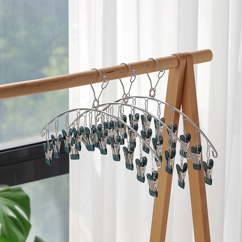 올하이 스테인리스 10클립 건조대 22 짙은 녹색 동색, 1개