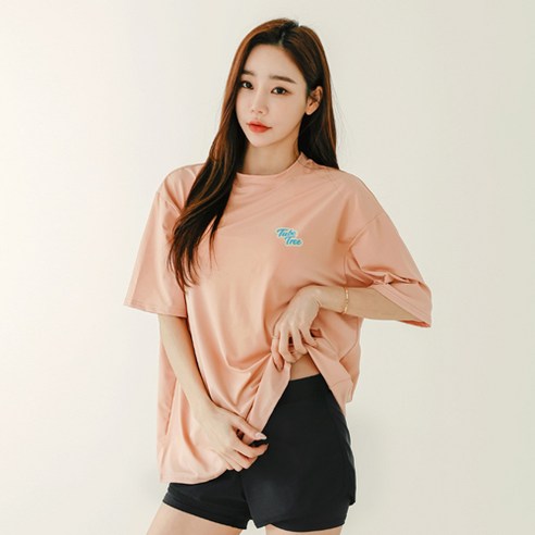 여성용 오버핏 루즈핏 래쉬가드 상하의세트 BEIP7204PA