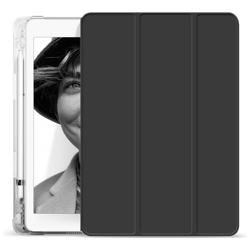 에어범퍼 클리어 스마트커버 태블릿 케이스 + 종이질감 액정보호필름, 블랙