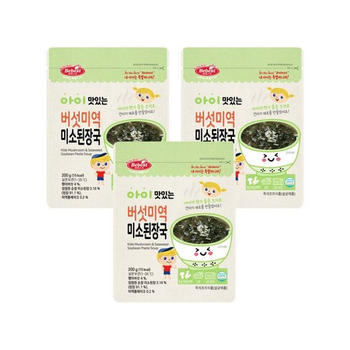 베베스트 아이 맛있는 버섯미역 미소된장국 200g, 버섯미역맛, 200g, 3개 버섯미역맛 × 200g × 3개 섬네일