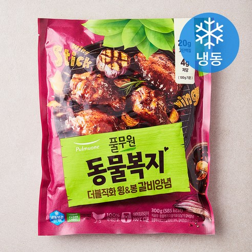 풀무원 동물복지 더블직화 윙 & 봉 갈비양념 (냉동), 300g, 2개