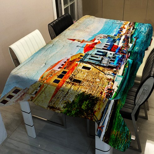 알럽홈 유럽 풍경 프린팅 스퀘어 홈 식탁보, TYPE1, 100 x 140 cm