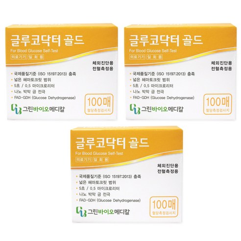 글루코닥터 골드 혈당시험지, 3개, 100개입
