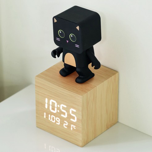 플라이토 큐브 플러스 LED 탁상시계 + 댄싱스피커