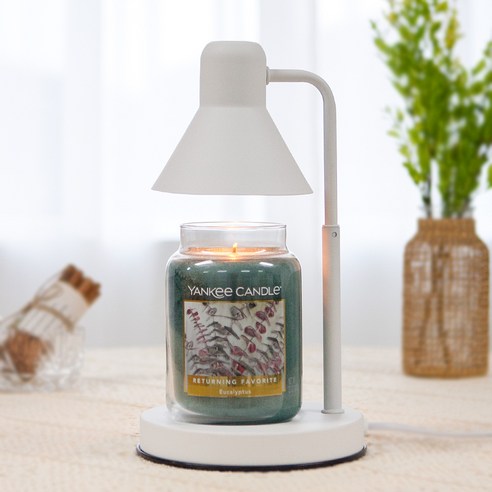 더스윗 모노 타이머 높이조절 캔들워머 + 양키캔들 라지자 + 전구 2p 세트, 화이트(캔들워머), 유칼립투스(캔들)