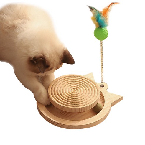 가또 턴테이블 스크래칭보드 고양이 장난감 스틱볼, 브라운, 1개