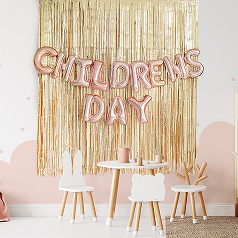 파티해 CHILDRENS DAY 은박풍선 커튼 세트, 로즈골드, 1세트