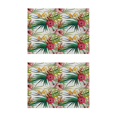 알로하와이 열대동식물 코튼 플레이스 매트 2P, 06, 32 x 21 cm
