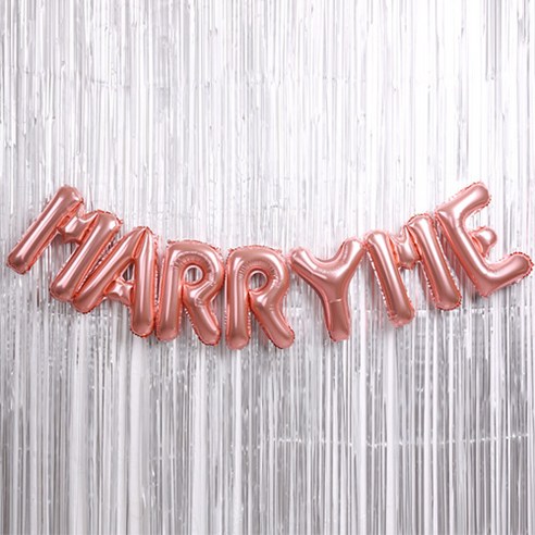 파티해 은박풍선 MARRY ME 커튼 세트, 로즈골드, 1세트
