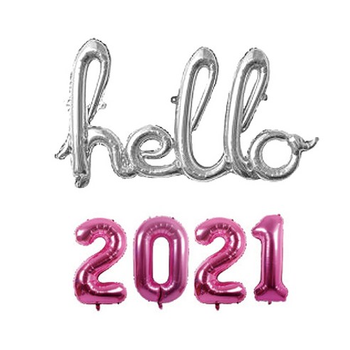 하트 풍선세트 신년 연말 파티 hello 필기체 홀로그램 풍선 세트, 2021푸치샤, 1세트